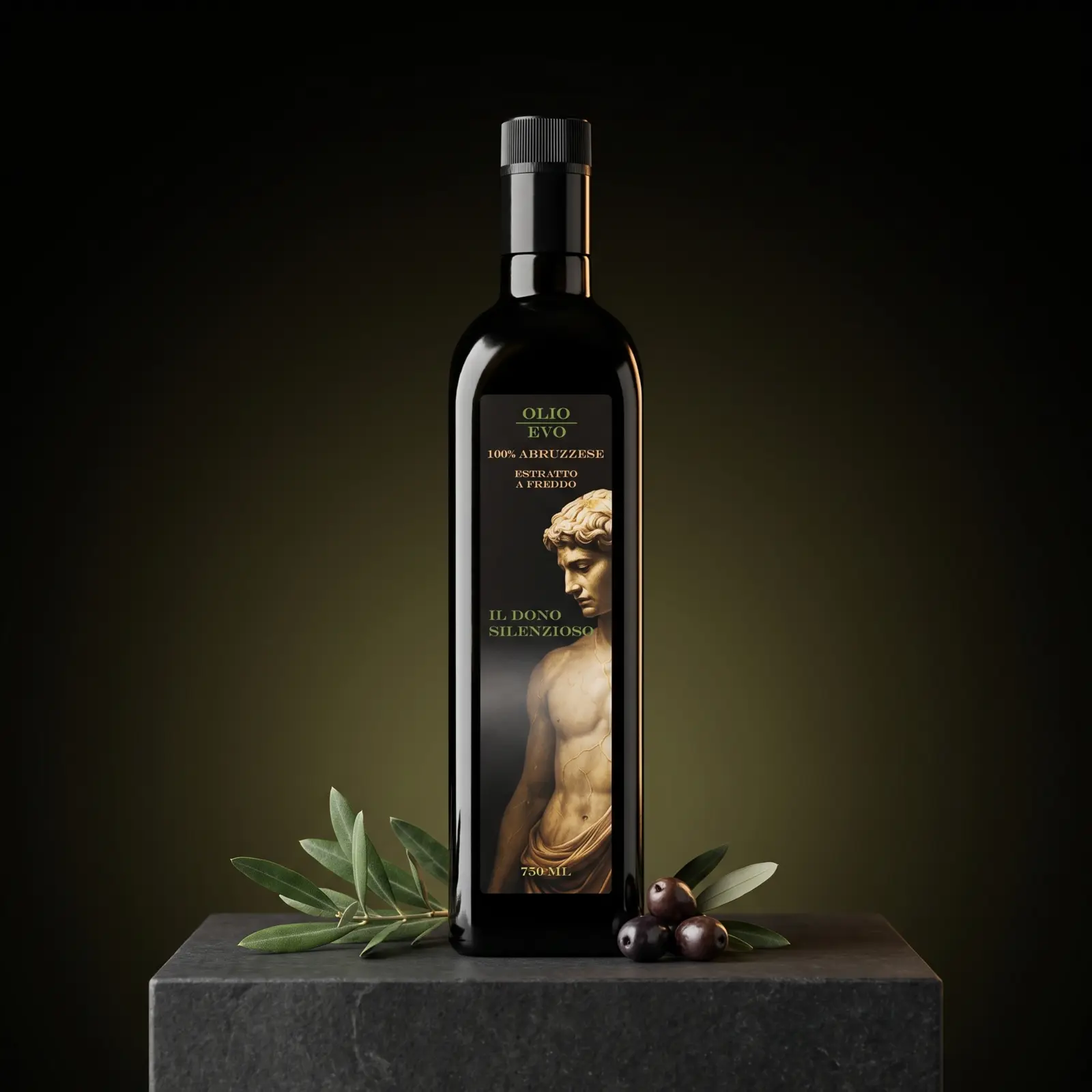 Bottiglia di olio EVO abruzzese Il Dono Silenzioso